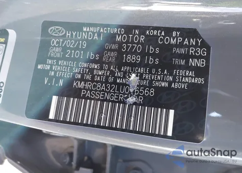 2020 Hyundai Venue Sel из США, поврежденный, VIN KMHRC8A32LU016568